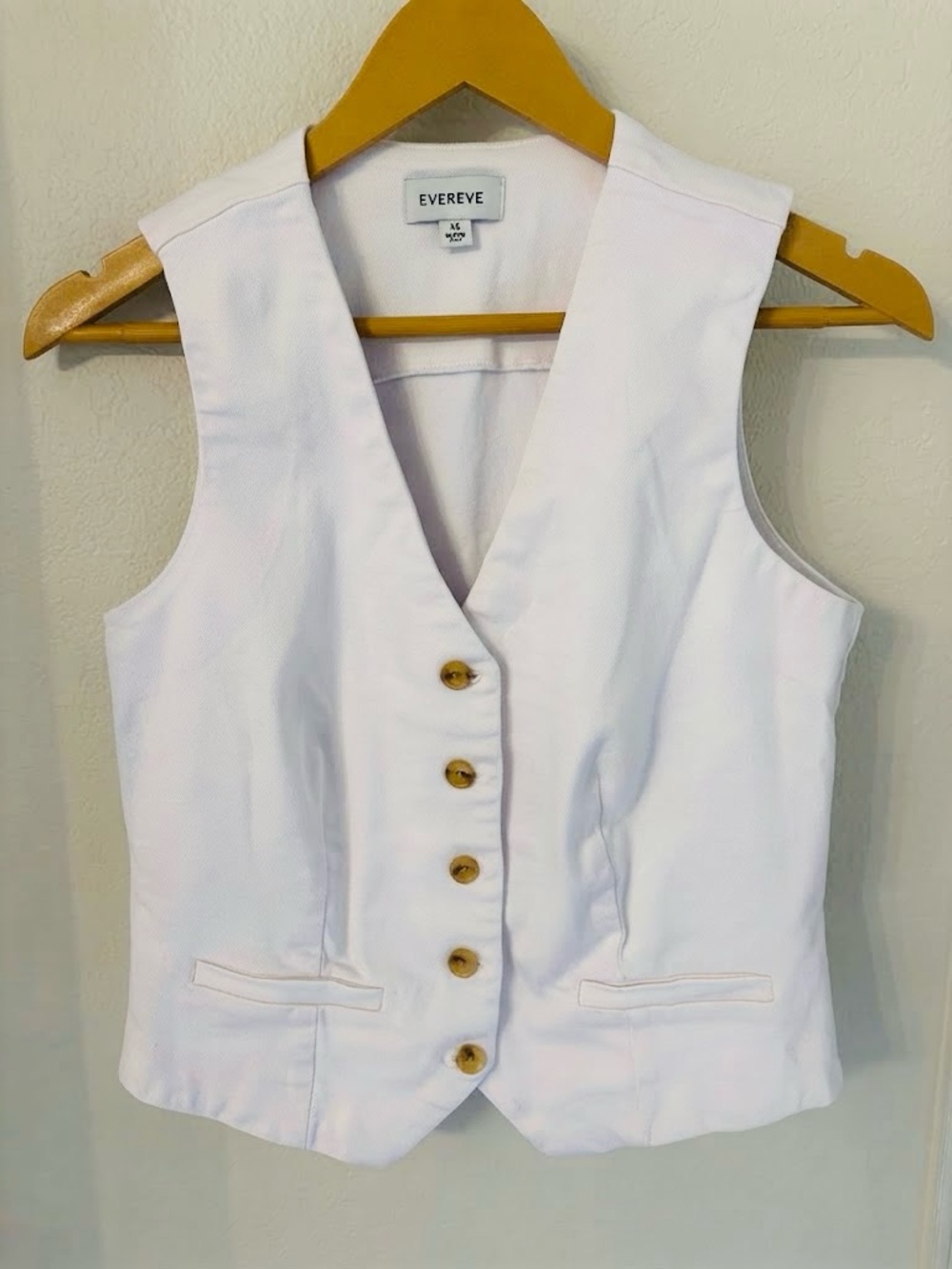 EVEREVE White Denim Button-Down Tailored Vest Sz XS